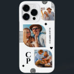 Monogram Name 3 Photo Collage Trendy Modern Case-Mate iPhone 14 Pro Max Case<br><div class="desc">Monogram Name 3 Photo Collage Trendy Modern Phone Cases features a photo collage of three of your favourite photos with your personalized name and monogram in elegant black script. Personalize by editing the text in the text boxes provided. Perfect for birthday, Christmas, Mother's Day and more. PHOTO TIP: centre your...</div>