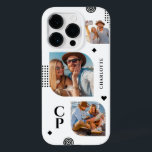 Monogram Name 3 Photo Collage Trendy Modern Case-Mate iPhone 14 Pro Case<br><div class="desc">Monogram Name 3 Photo Collage Trendy Modern Phone Cases features a photo collage of three of your favourite photos with your personalized name and monogram in elegant black script. Personalize by editing the text in the text boxes provided. Perfect for birthday, Christmas, Mother's Day and more. PHOTO TIP: centre your...</div>