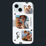 Monogram Name 3 Photo Collage Trendy Modern iPhone 15 Case<br><div class="desc">Monogram Name 3 Photo Collage Trendy Modern iPhone 15 Phone Cases features a photo collage of three of your favourite photos with your personalized name and monogram in elegant black script. Personalize by editing the text in the text boxes provided. Perfect for birthday, Christmas, Mother's Day and more. PHOTO TIP:...</div>