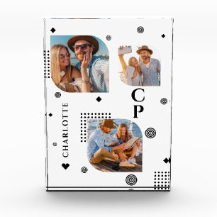 Monogram Name 3 Photo Collage Trendy Photo Blocks