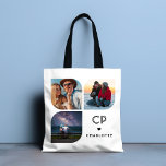 Monogram Name 3 Photo Modern Trendy Simple Tote Bag<br><div class="desc">Monogram Name 3 Photo Modern Trendy Simple Tote Bags features three of your favorite photos with your personalized name and monogram in elegant black script. Personalize by editing the text in the text boxes provided. Perfect for birthday, Christmas, Mother's Day, baby showers, bridal showers, mom, sister, cousins, best friends and...</div>