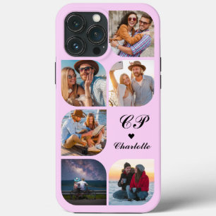 Monogram Name 6 Photo Modern Trendy Simple iPhone 13 Pro Max Case