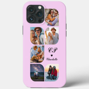 Monogram Name 6 Photo Modern Trendy Simple iPhone 13 Pro Max Case