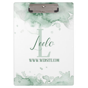 Monogram & Name Affirmation Watercolor Grey Clipbo Clipboard