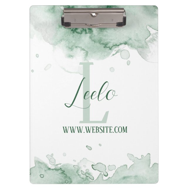 Monogram & Name Affirmation Watercolor Grey Clipbo Clipboard (Front)