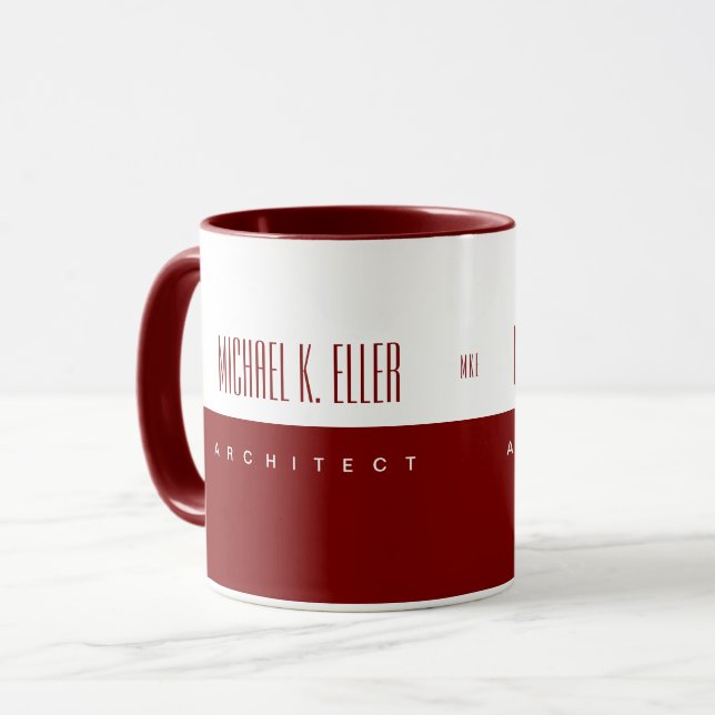Monogram Name and Job Modern Deep Red  Mug (Front Left)