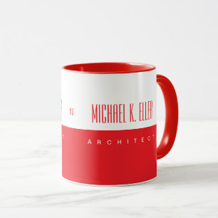 Monogram Name and Job Modern Red Colour Mug