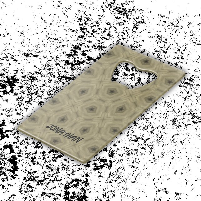 Monogram Name Black and Beige pattern |  Credit Card Bottle Opener (Creator Uploaded)
