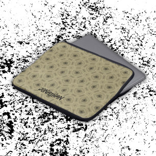 Monogram Name Black and Beige pattern Laptop Sleeve