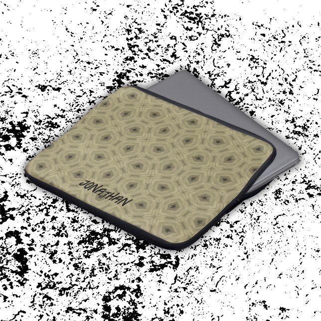 Monogram Name Black and Beige pattern | Laptop Sleeve (Creator Uploaded)