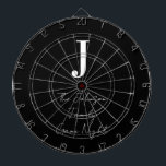 Monogram Name Black and White Family Game Night Dartboard<br><div class="desc">This is a monogram and family name design. It is in cool and contemporary black and white, with modern, simple typography and script. Perfect for fun family game nights. To personalize, simply change the letter “J” and the name “Johnson” to your family name and initial. To customize further, if you...</div>