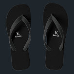 Monogram name black and white modern flip flops<br><div class="desc">Man monogram and name create your own flip flops template in simple black and white. You can change background and text colours by selecting customize option.          It can be a special gift for a boyfriend,  husband,  son,  dad,  groom,  best man for a birthday,  wedding,  Christmas,  or graduation.</div>