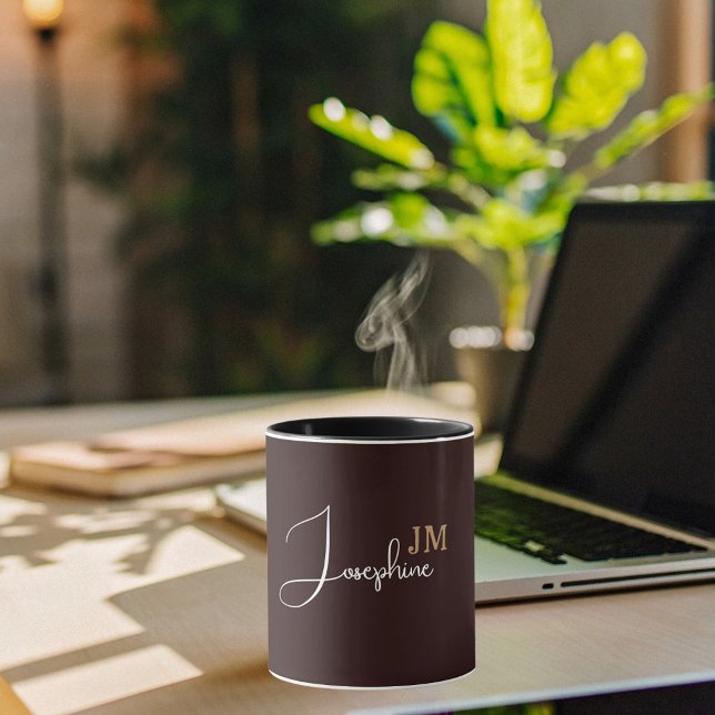 Monogram name black gold mug (Creator Uploaded)