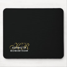 Monogram Name Black Gold White Minimalist Elegant 