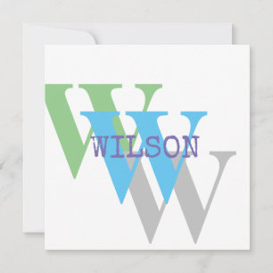 Monogram name blue gray GREEN stylish Invitation