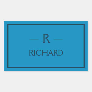 Monogram Name Blue Modern Minimalist Sticker