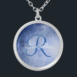Monogram Name Blue White Watercolor Trendy Silver Plated Necklace<br><div class="desc">Monogrammed Blue and White Watercolor Silver Necklace. Add your name and your initial. Makes a great bridal party gift for your bridesmaids,  a great birthday gift for her,  or any occasion where she will love this locket necklace.</div>