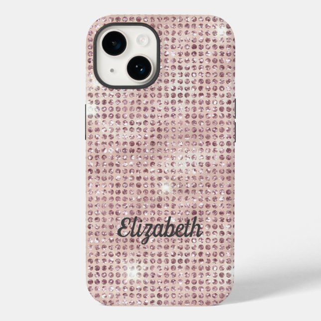 Monogram Name Blush Pink Glitter Glam Trendy Case-Mate iPhone Case (Back)