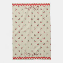Monogram Name Cherries Hand Towel 