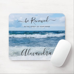 Monogram Name Christian Quote Beach Photo Mouse Pad