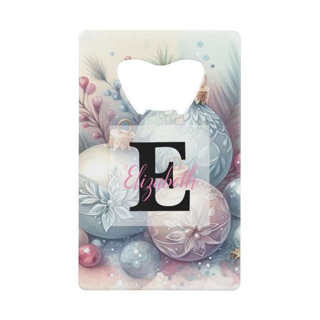 Monogram name Christmas tree ornaments watercolor  (Devant)