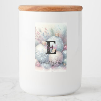 Monogram name Christmas tree ornaments watercolor  Food Label