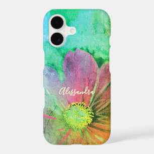 Monogram Name Colorful Watercolor Flower Botanical