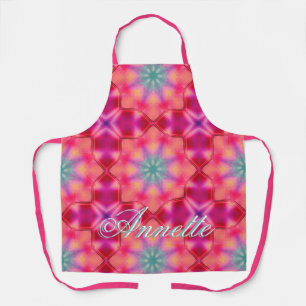 Monogram Name Colourful Blue Star Pattern   Apron
