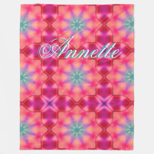 Monogram Name Colourful Blue Star Pattern   Fleece Blanket