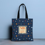 Monogram Name Colourful Watercolor Chic Polka Dot Tote Bag<br><div class="desc">This modern design features a colourful watercolor polka dot pattern on a navy blue background. Personalize with your monogram and name by editing the text in the text box provided #personalized #personalizedgifts #monogram #monogrammed #initial #name #gifts #customgifts #tote #totebags #bags #accessories #giftsforgirls</div>