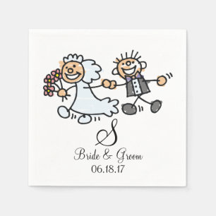 Monogram Name Date Wedding Couple Bride Groom Napkin