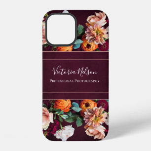 Monogram Name Elegant Floral Botanical Rustic iPhone 12 Case