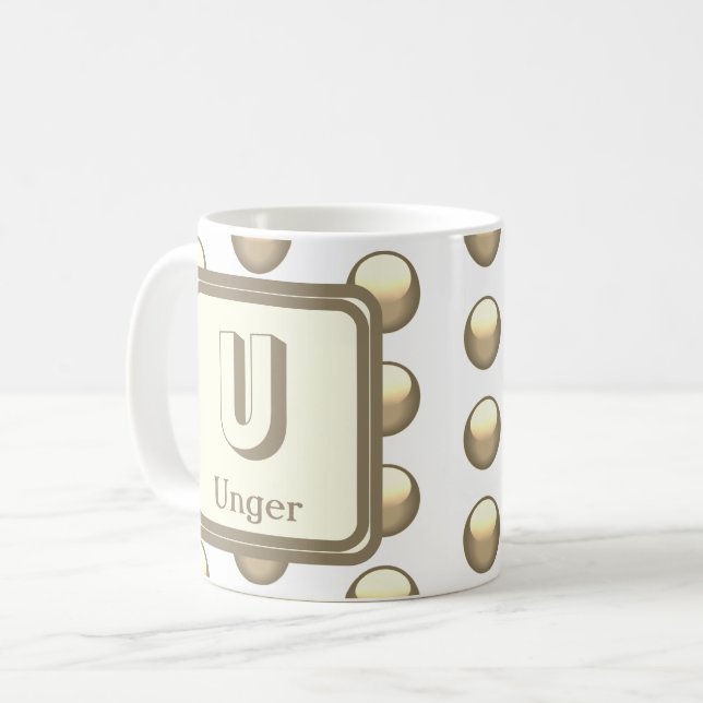 Monogram Name Elegant Gold Geometric Initial Coffee Mug (Front Left)