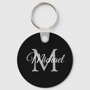 Monogram Name Elegant Modern Template Circle Keychain