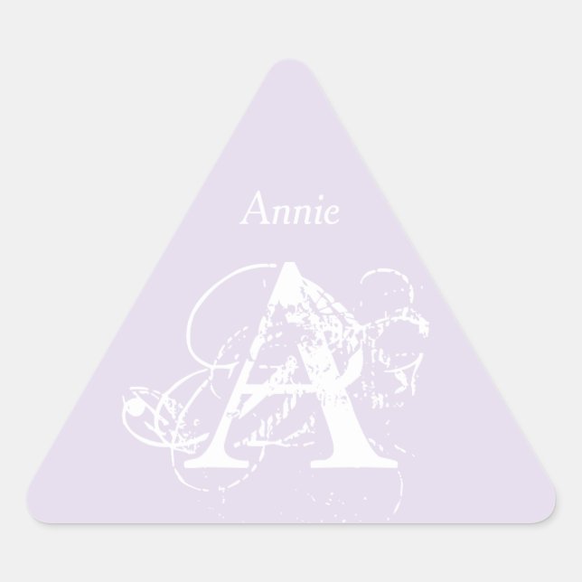 Monogram Name Elegant Simple Minimalist Template Triangle Sticker (Front)