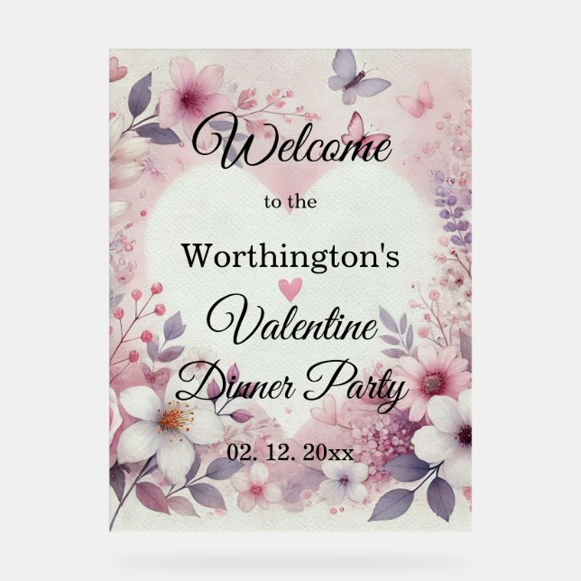 Monogram name floral hearts romantic watercolor  (Recto)