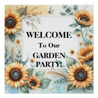 Monogram name floral sunflower pastel watercolor  poster