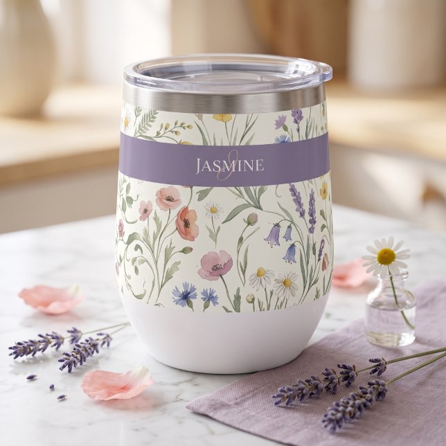 Monogram Name Floral Wildflower Boho Lavender Chic (Creator Uploaded)