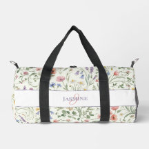 Monogram Name Floral Wildflower Pattern Gym Yoga