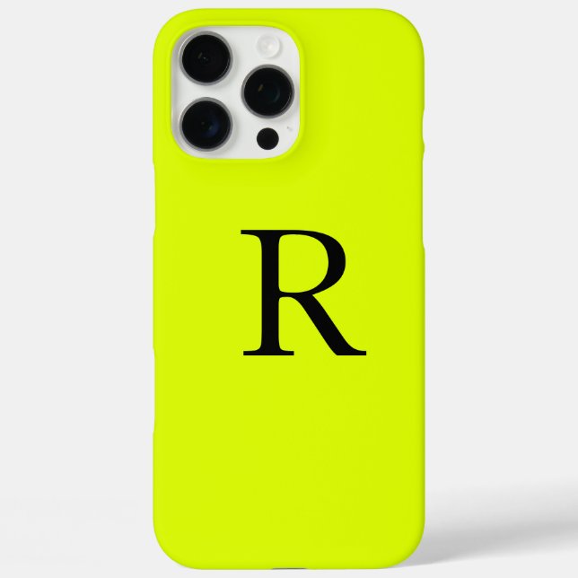 Monogram Name Fluorescent Chartreuse Yellow Neon Case-Mate iPhone Case (Back)