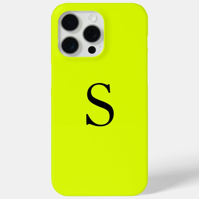 Monogram Name Fluorescent Chartreuse Yellow Neon Case-Mate iPhone Case (Back)