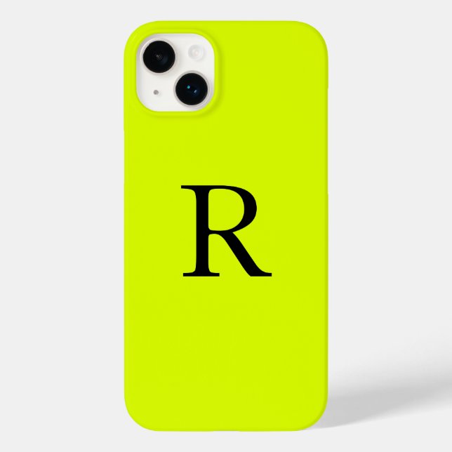 Monogram Name Fluorescent Chartreuse Yellow Neon Case-Mate iPhone Case (Back)