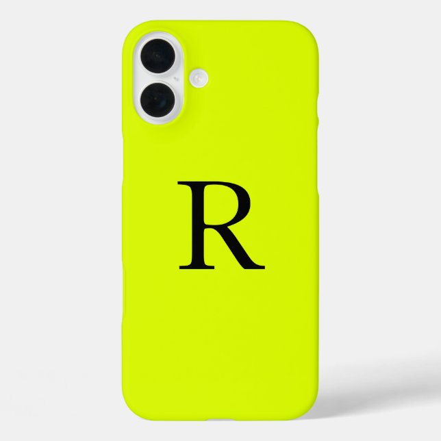 Monogram Name Fluorescent Chartreuse Yellow Neon Case-Mate iPhone Case (Back)