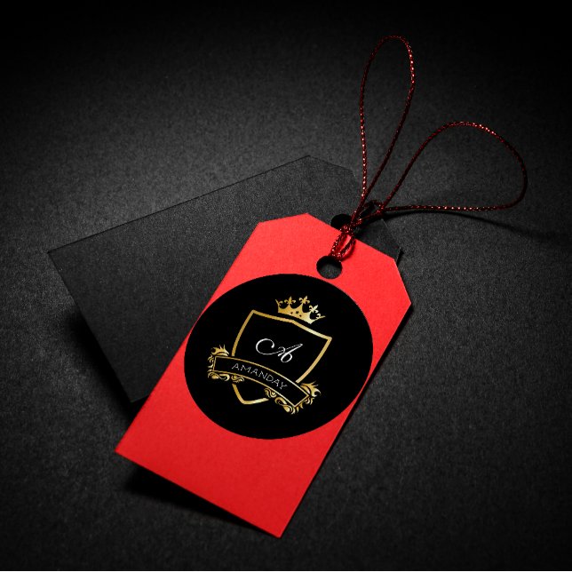 Monogram Name Gold Royal Wedding Ornamental Classy Classic Round Sticker (Creator Uploaded)