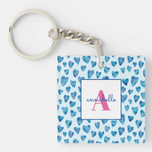 Monogram Name Heart Pattern Keychain