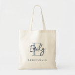 Monogram Name Initial Bridesmaid Dusty Blue Tote B<br><div class="desc">Monogram Name Initial Script Bridesmaid Dusty Blue. Easy to personalise with initial and name for the bridal party events and gifts.</div>