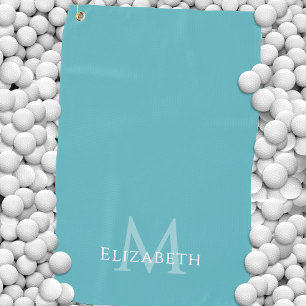 Monogram Name Initial Elegant Teal Green Custom Golf Towel