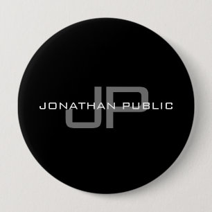 Monogram Name Initial Letter Black Template Huge 4 Inch Round Button