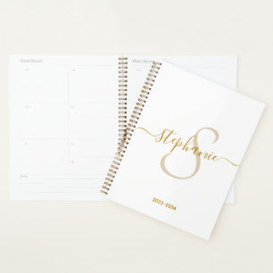 Monogram Name Initial Modern Gold Script Planner