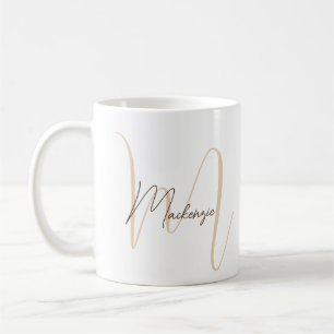Monogram Name Initial Script Simple Modern  Coffee Mug